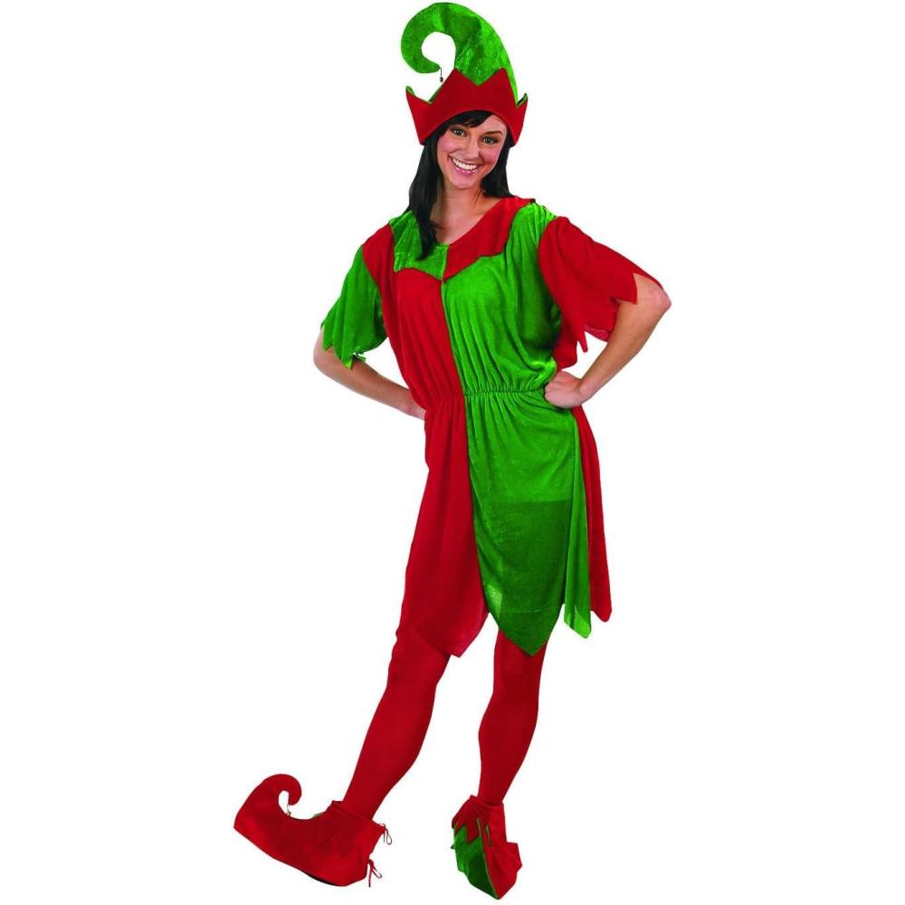 imageFun Express Womens Elf Costume for Christmas  Premium Velour Holiday Dress with Hat ampamp Shoe Covers  Perfect for Christmas Parties Parades ampamp Festive Events  Adult One Size Fits Most