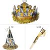 Fun Express 48 Pieces 2025 Black, Silver & Gold New Year’s Eve Hat & Noisemaker Kit for 24