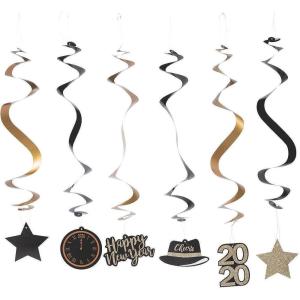 Festive Multicolor New Year’s Eve Paper Hanging Swirl Decorations – 30″ (12 Pack) – Premium Party Enhancers for Unforgettable Celebrations