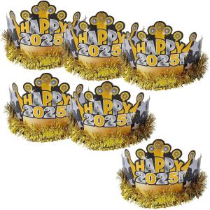 Fun Express 24″ x 6 1/4″ Bulk 48 Pieces 2025 Happy New Year’s Eve Cardstock Crowns