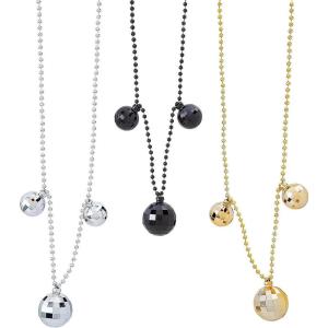 Fun Express 30″ New Year’s Eve Gold, Silver & Black Disco Ball Plastic Bead Necklaces – 12 Pieces