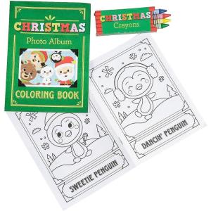 Fun Express Christmas Coloring Books with Box of Crayons (12 Books and 12 Boxes of Crayons) Stocking Stuffers and Christmas Party Favors