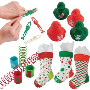 Fun Express Christmas Toy-Filled Stocking Goody Bag Kit Assortment May Vary