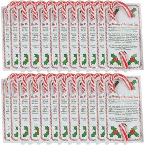 Fun Express Large Candy Canes with Religious Card – Peppermint Christmas Candy Individually Wrapped 24 Pack | Scripture Church Gifts for Sunday School, Holiday Treats & Stocking Stuffers