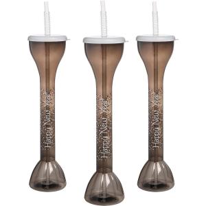 Fun Express New Year’s Eve BPA-Free Plastic Yard Glasses with Lids & Straws – 6 Ct