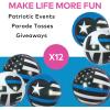 Fun Express 2 1/4″ Patriotic Thin Blue Line Assorted Foam Stress Balls – 12 Pieces – Great for Fundraiser and Awareness Events
