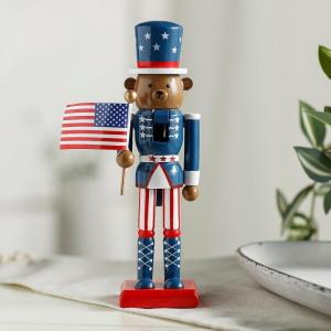 Fun Express 3″ x 10″ Patriotic Bear Wooden Nutcracker Tabletop Decoration