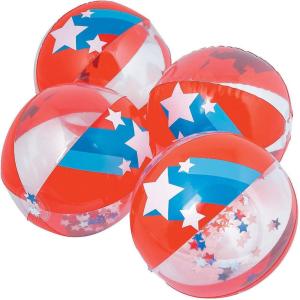 Fun Express Patriotic Confetti Beach Ball for Fourth of July – Toys – Inflates – Beach Balls – Fourth of July – 12 Pieces