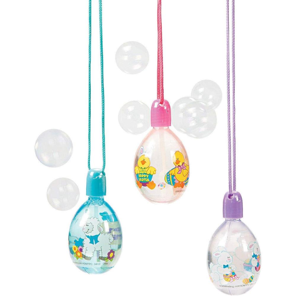 imageFun Express Easter Egg Bubble Bottle Necklaces Set of 12 Easter Basket Toys