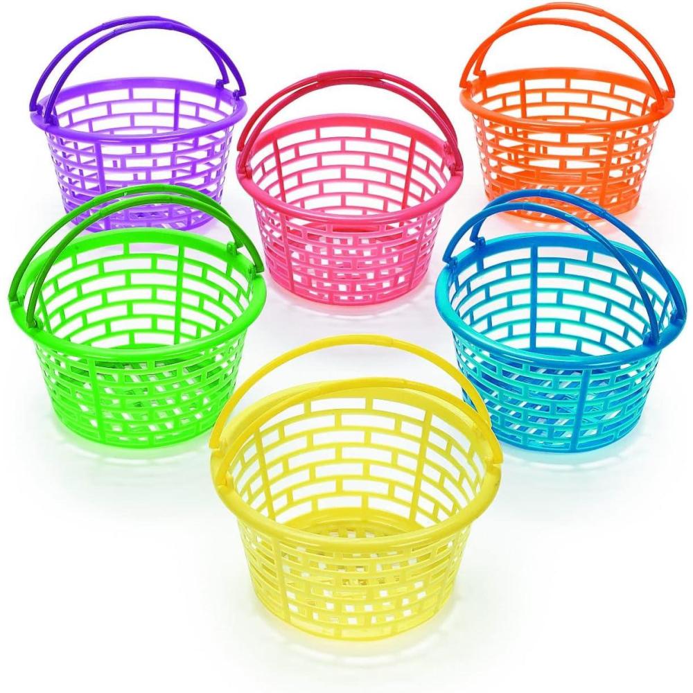 imageFun Express Plastic Easter Basket Buckets 6quot Diameter for Easter Party Egg Hunts Kids Easter Basket Decoration Activity  12 Pieces