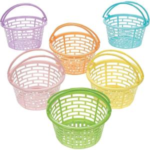 Fun Express Pastel Plastic Easter Baskets – Elevate Your Easter Party with These Colorful Round Baskets – 12 Bulk Baskets That Last for Every Occasion – Perfect for Easter & Beyond, Endless Creativity