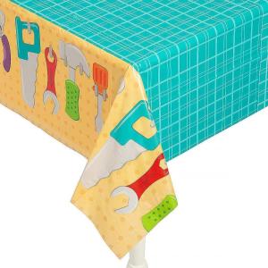 Fun Express Little Handyman Table Cover – Party Supplies – 1 Piece