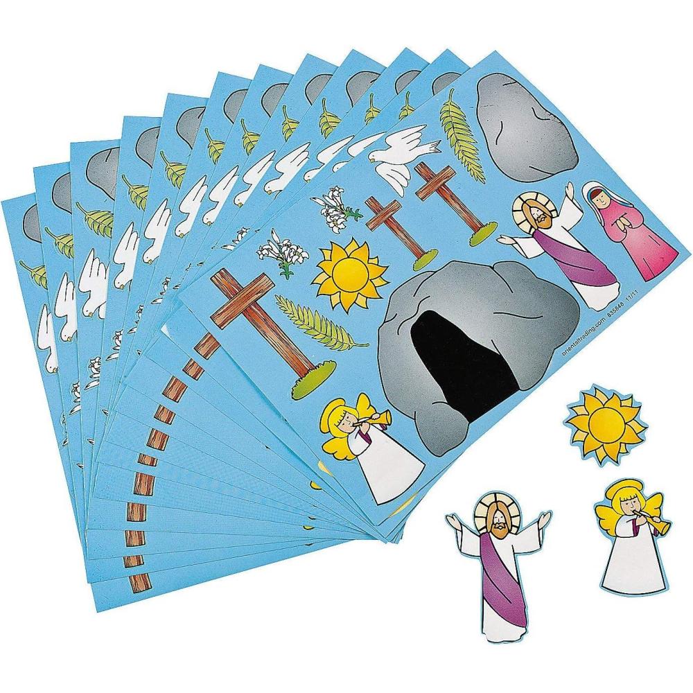 imageFun Express He Lives Jesus Make a Sticker Scenes for Easter Set of 12 Sunday School and Religious Supplies  VBS Vacation Bible School SuppliesDecor