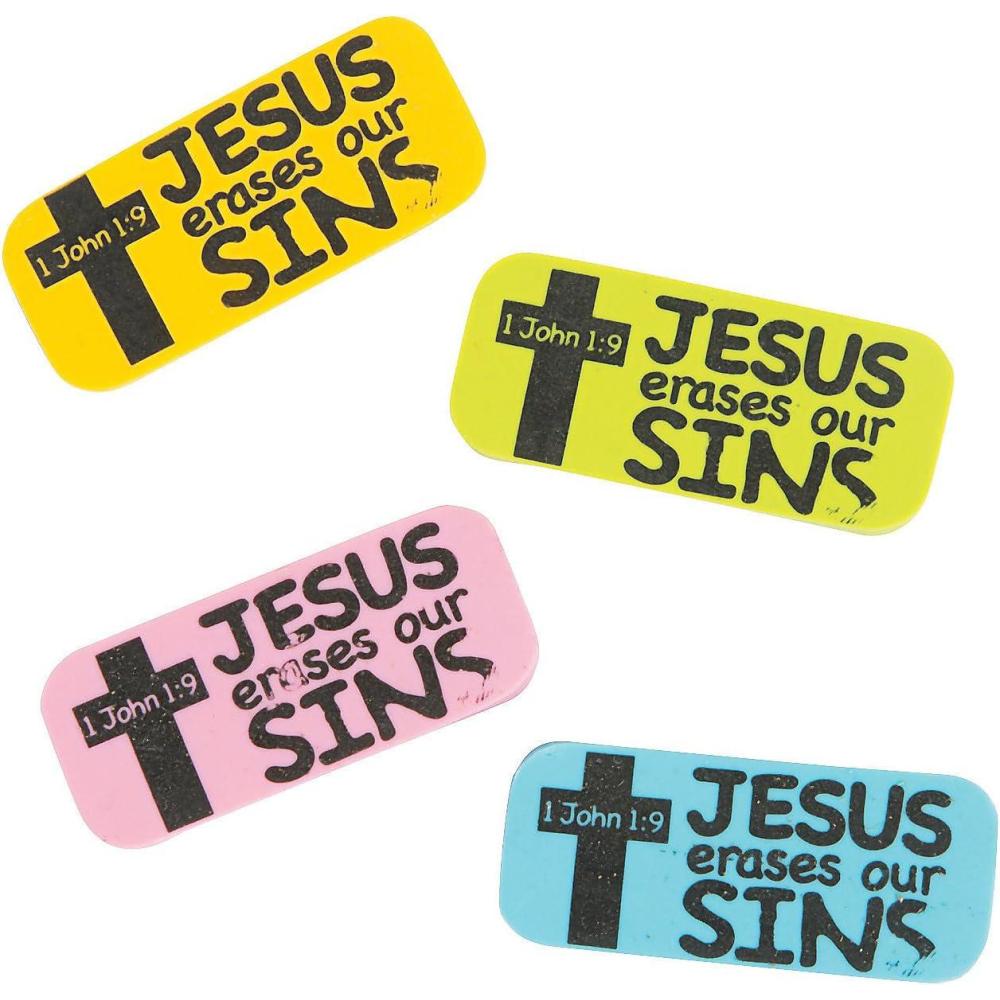 imageJesus Erases Our Sins Erasers 24 Pieces Church Stationery Sunday School and Easter Supplies