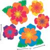 Fun Express Luau Flower Wall Decor 7” – 12.5” – Vibrant Party Decorations for Tropical Theme Events, Birthday Parties & Celebrations – 5-Pieces