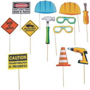 Construction VBS Photo Booth Props – Apparel Accessories – 12 Pieces
