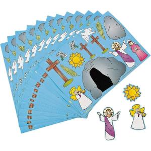 Fun Express He Lives Jesus Make a Sticker Scenes for Easter (Set of 12) Sunday School and Religious Supplies – VBS Vacation Bible School Supplies/Decor