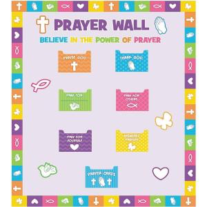 Fun Express Prayer Wall Bulletin Board Set – 134 Pieces – Sunday School and Home Religious Decor