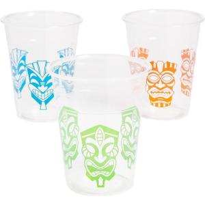 Fun Express Tiki Plastic Cups – Bulk Set of 50, Each Holds 16 oz – Luau, Pool and Summer Party Supplies
