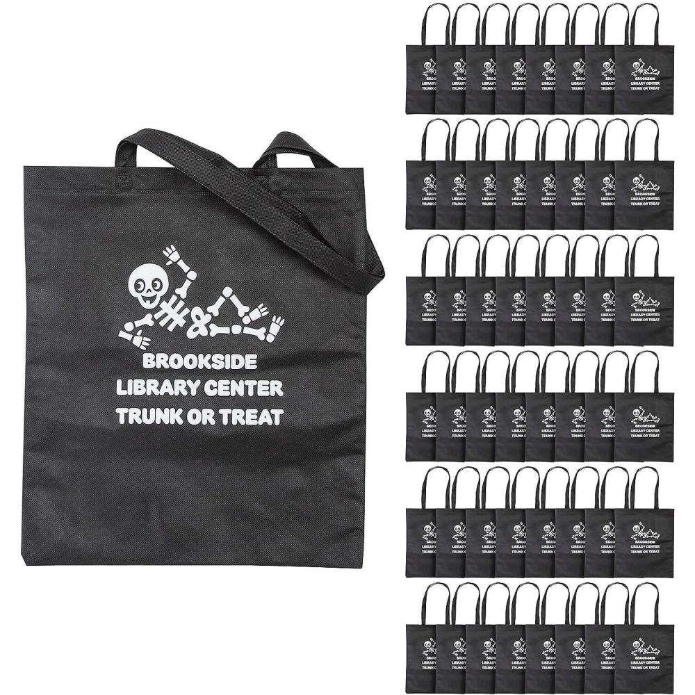 imageFun Express Personalized Halloween Skeleton Nonwoven Tote Bags 15quot x 17quot Bulk 48 Pieces