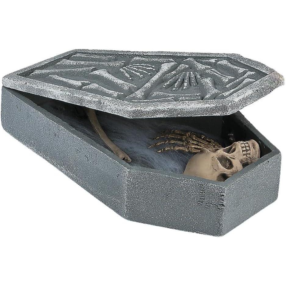 imageLED Light Up Skull in Coffin for Halloween Home Decor Batteries Included