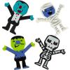 Fun Express Vinyl Skeleton, Mummy, Green Monster, Vampire Halloween Monster Characters, 48 Pieces