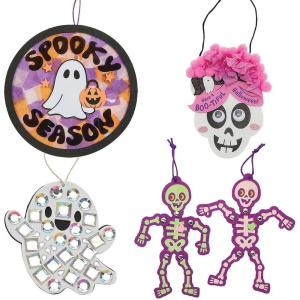 Fun Express Pastel Skeleton & Ghost Halloween Craft Assortment Kit – 48 Piece