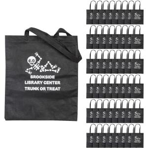Fun Express Personalized Halloween Skeleton Nonwoven Tote Bags, 15″ x 17″ Bulk 48 Pieces