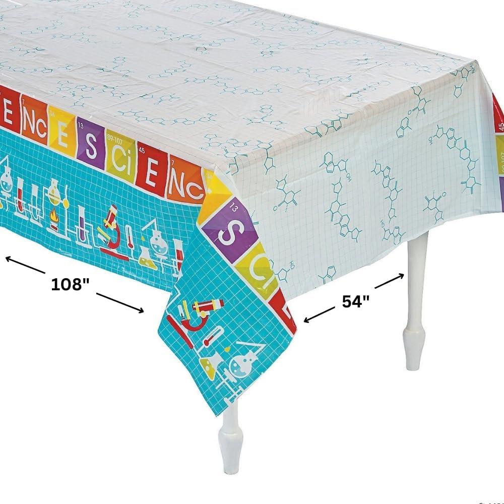 imageFun Express Science Party Plastic Tablecloth  Colorful ampamp Durable Party Supplies for Kids Science Themed Events  Ideal for Birthday Parties School Functions and Educational Celebrations  1 Piece