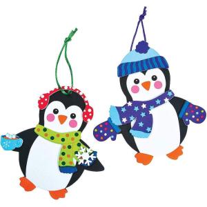 Fun Express Penguin Foam Christmas Ornaments Crafts for Kids – Makes 12 – DIY Activities