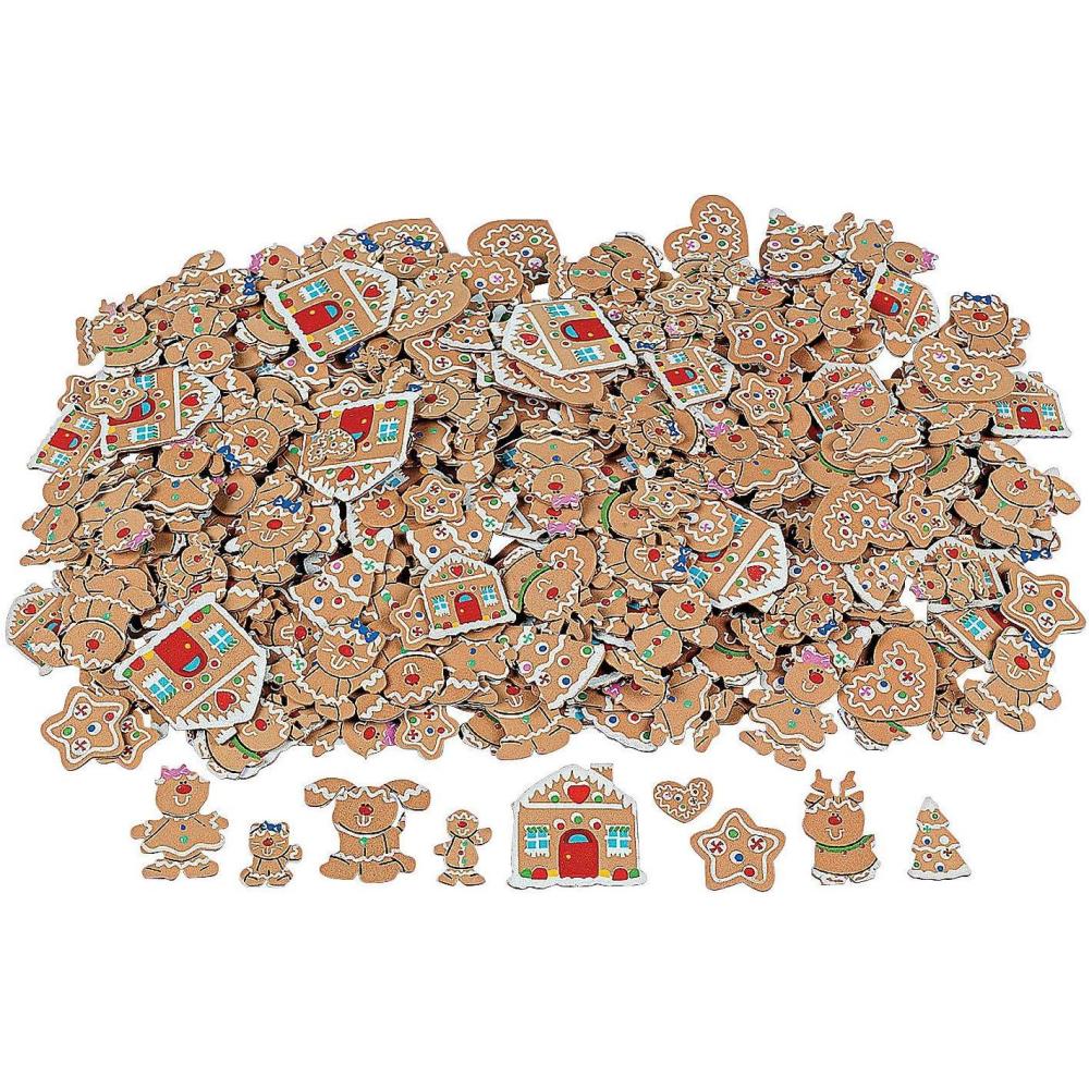 imageFoam Gingerbread Christmas Shapes  Bulk 500 Adhesive Piece Set  Winter DIY Craft Supplies for Kids