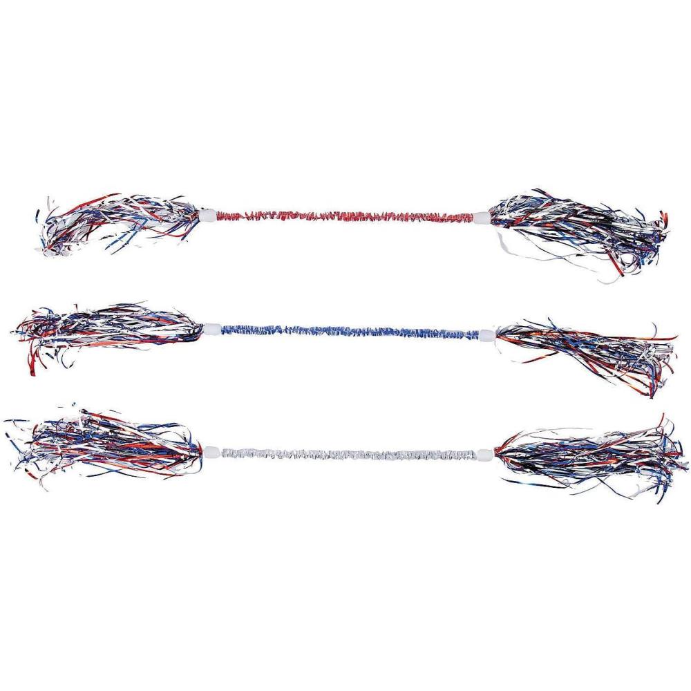 imageFun Express 18quot Patriotic Red White ampamp Blue Tinsel Plastic Batons  6 Pieces