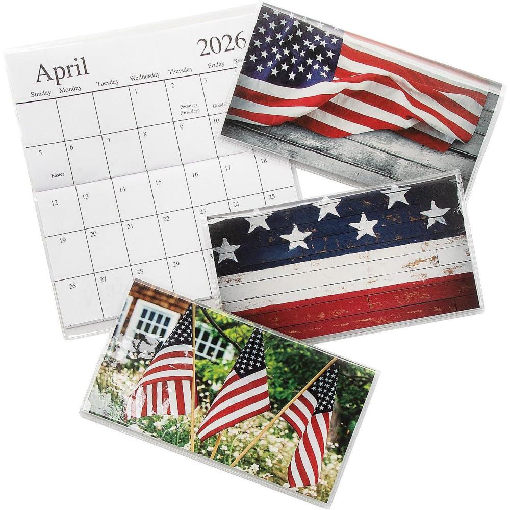 imageFun Express 6 12quot x 3 12quot 2025  2026 Americana Pocket Calendars with Vinyl Cover  12 Piece