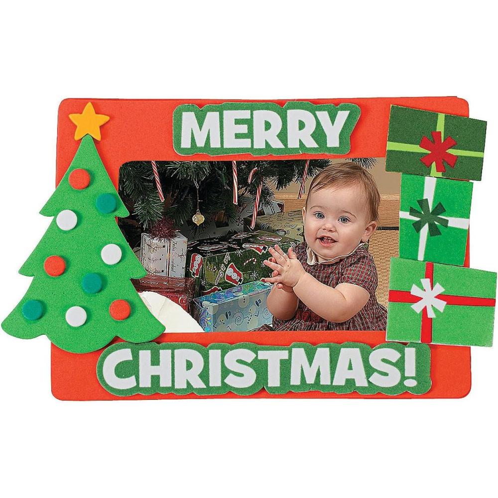 imageFun Express Christmas Crafts for Kids Art Frame Kit  Makes 48 Holiday Picture Frame Magnets  Bulk Classroom Gifts for Students Ages 412  Winter Foam Craft Activities with SelfAdhesive Pieces
