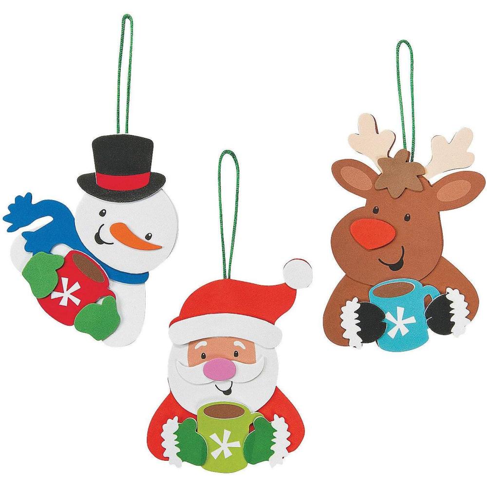 imageFun Express Holiday Characters Drinking Cocoa Ornament Craft Kit Makes 12 DIY Christmas Crafts for Kids