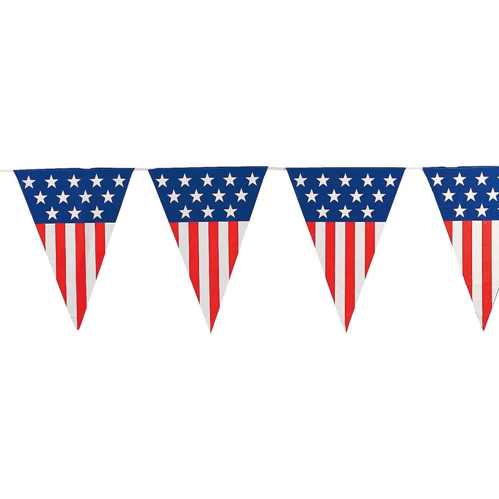 imageLarge USA Flag Patriotic Pennant Banner  24 feet  Fourth of July Hanging Party Decor