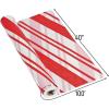 Fun Express Plastic Table Cloth Disposable Roll – Red White Striped Christmas Tablecloth for Rectangle Tables | 100 Feet x 40 Inch Holiday Party Table Cover for Indoor Outdoor Events & Decorations