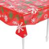 Fun Express Red Snowflake Printed Tablecloth Roll for Christmas (100 feet Long and Disposable) Party Supplies
