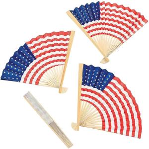 10″ USA American Flag Paper Fans,12 Piece, Great for Memorial Day, 4th of July, Veterans Day and any Patriotic Event