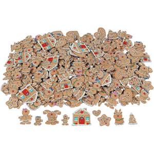 Foam Gingerbread Christmas Shapes – Bulk 500 Adhesive Piece Set – Winter DIY Craft Supplies for Kids
