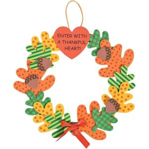 Fun Express Fall Wreath Craft Kit Makes 12 – Thanksgiving Crafts for Kids Ages 3-5, 4-8 & 8-12 | Premium Foam Wreaths for Fall Activities & Arts Projects | Complete DIY Kit with Autumn Leaves Design