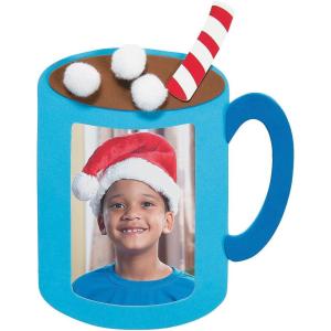 Fun Express Hot Cocoa Picture Frame Magnet Craft Kit – Makes 12 – DIY Winter and Christmas Crafts for Kids