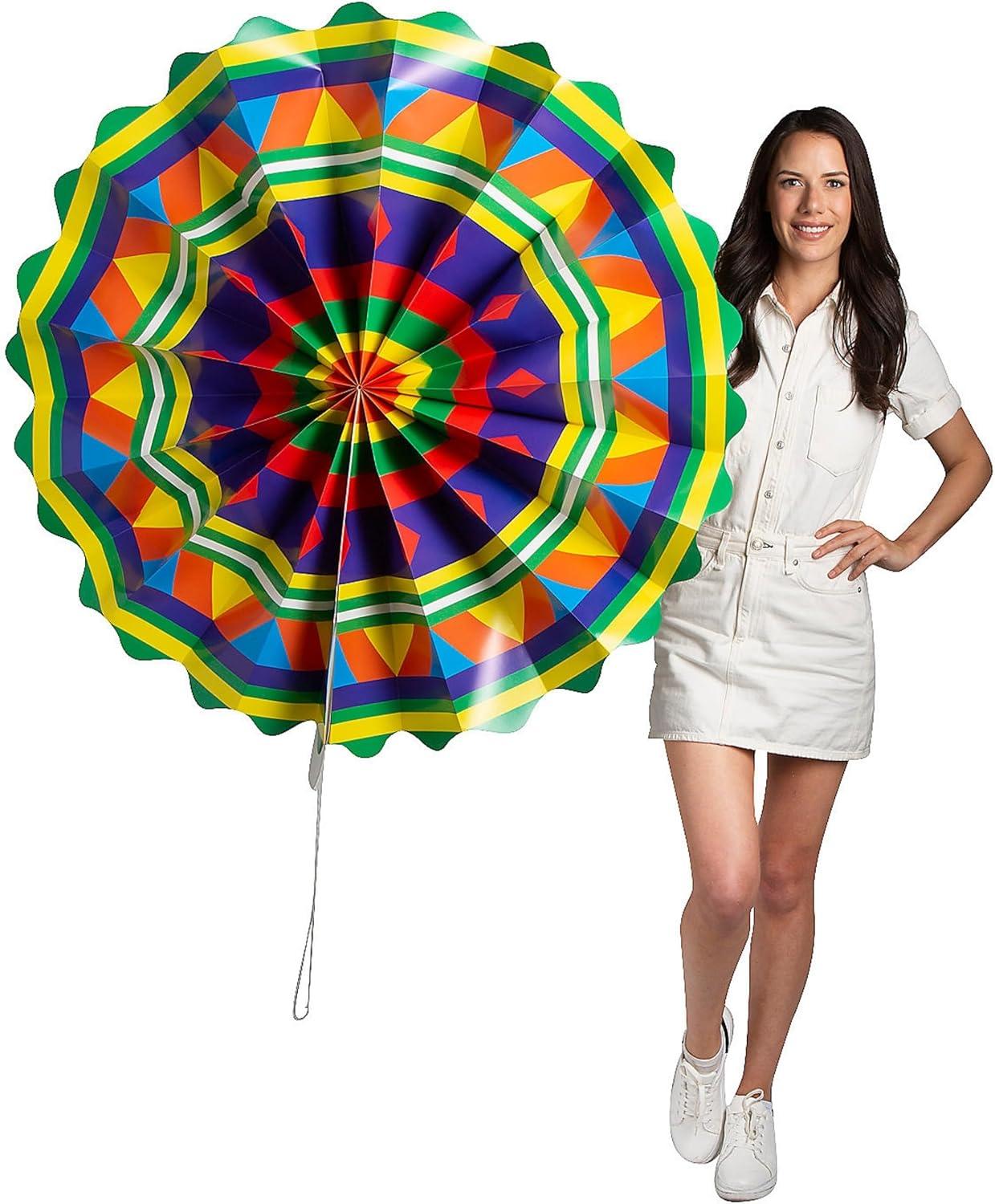 imageFun Express 36quot46quot Giant Fiesta Hanging Paper Fans Colorful Party Decor Pieces for Celebrations Birthdays and Events 4 Pieces