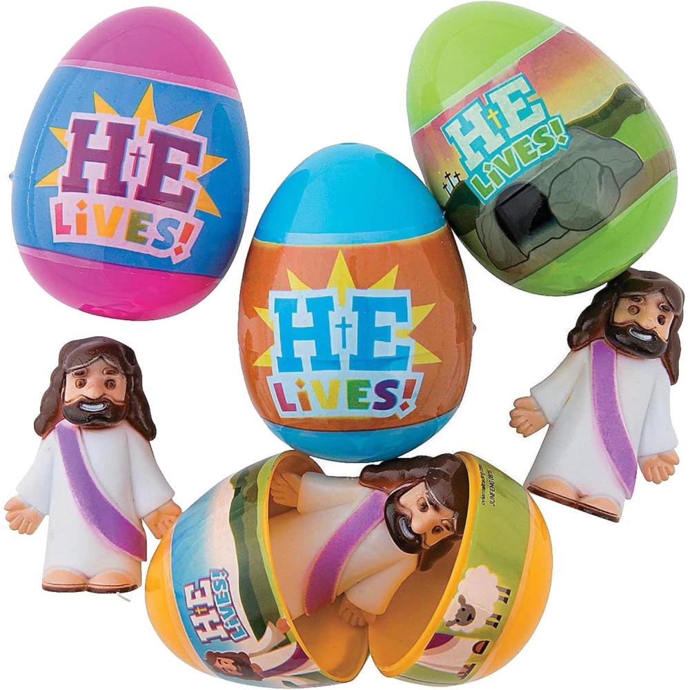 imageFun Express He is Risen Pre Filled Easter Egg 12 Eggs with Toys Religious Easter Supplies