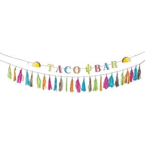 Festive Multicolor Cardstock Taco Bar Garlands – 9 ft (Set of 1) – Eye-catching & Durable Party Decoration – Perfect for Fiesta Celebrations