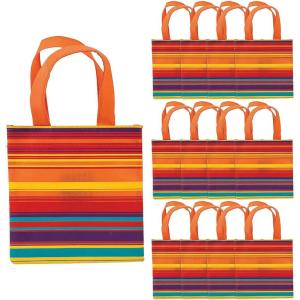 Fun Express Mini Fiesta Tote Bags – Cinco De Mayo Apparel Accessories – 12 Pieces