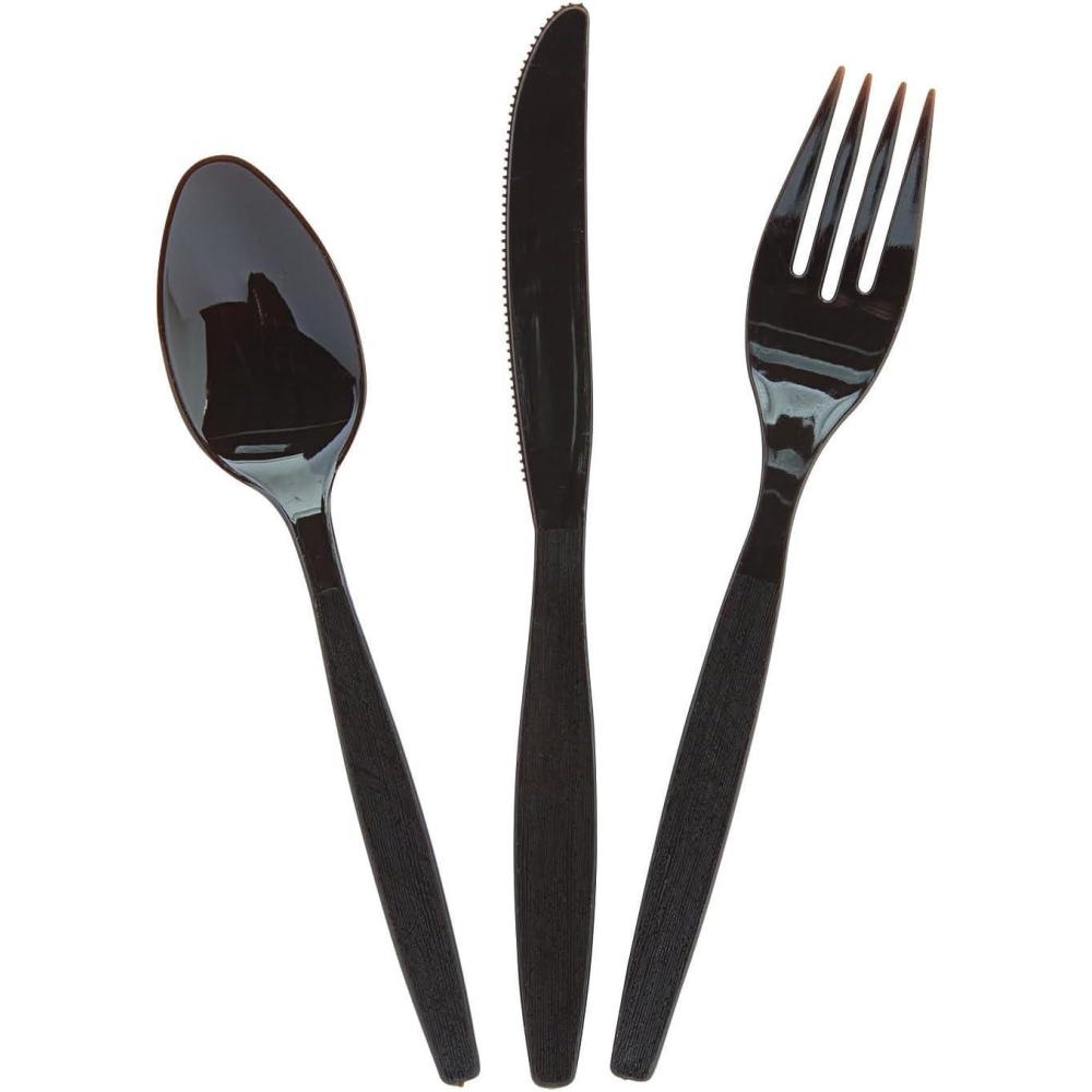 imageBulk Plastic Cutlery Sets for 70 210 Pieces Spoons Knives Forks Party and Wedding Supplies BurgundyChocolate