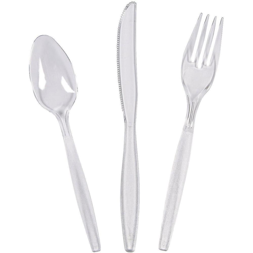 imageBulk Plastic Cutlery Sets for 70 210 Pieces Spoons Knives Forks Party and Wedding Supplies BurgundyClear