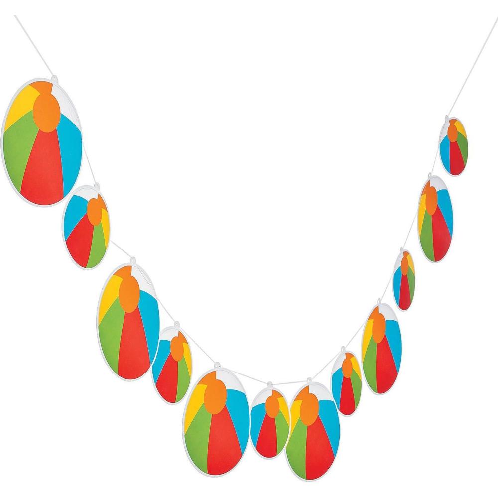 imageFun Express Beach Ball Hanging Garland 7 feet Long Birthday and Pool Party Decor  Multi Color