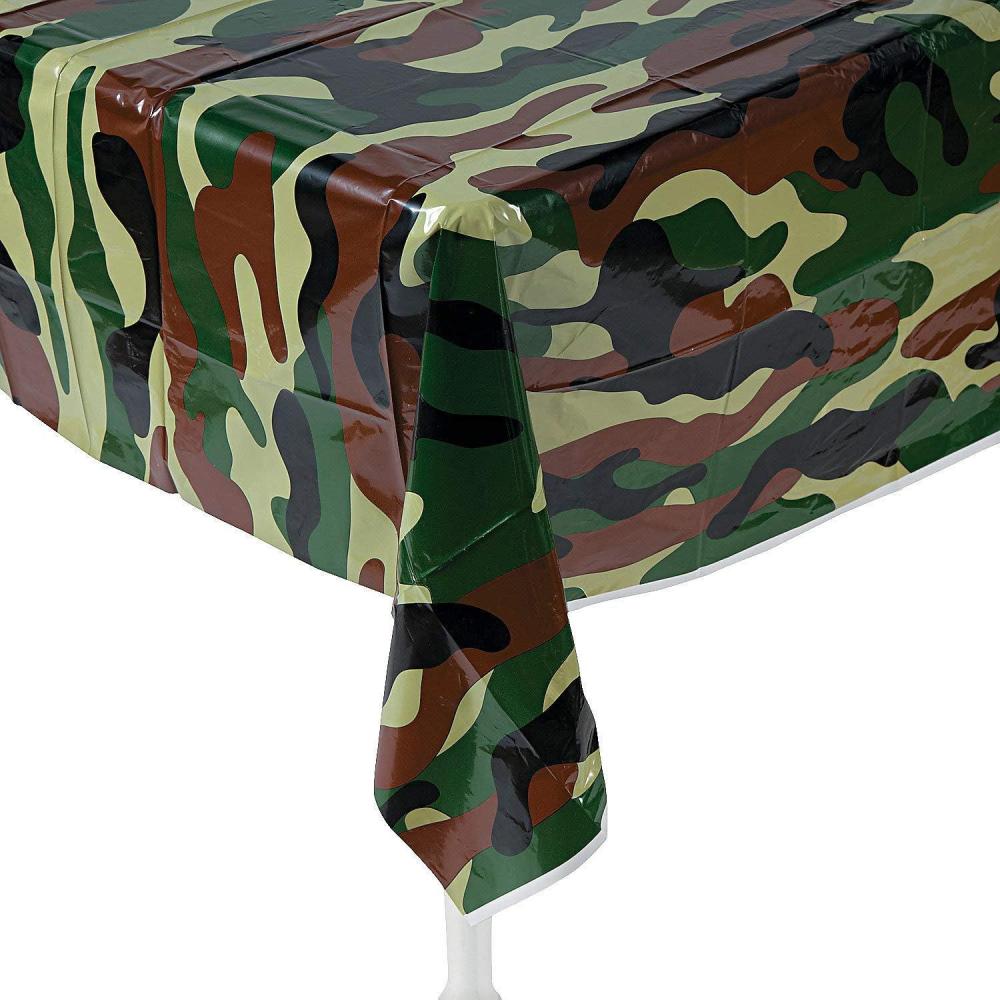 imageFun Express Camouflage Plastic Disposable Tablecover Camo Tablecloth  54 inch x 108 inch  Army Birthday Party Supplies